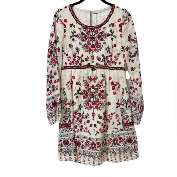 Free People Dresses & Skirts - Nwt Free People Russian Doll Embroidery Floral Dress White Red Women Size S P 2